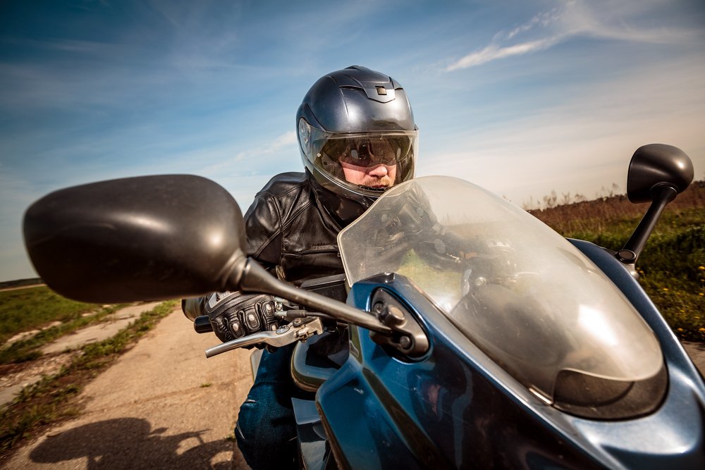  Biker racing on the road 